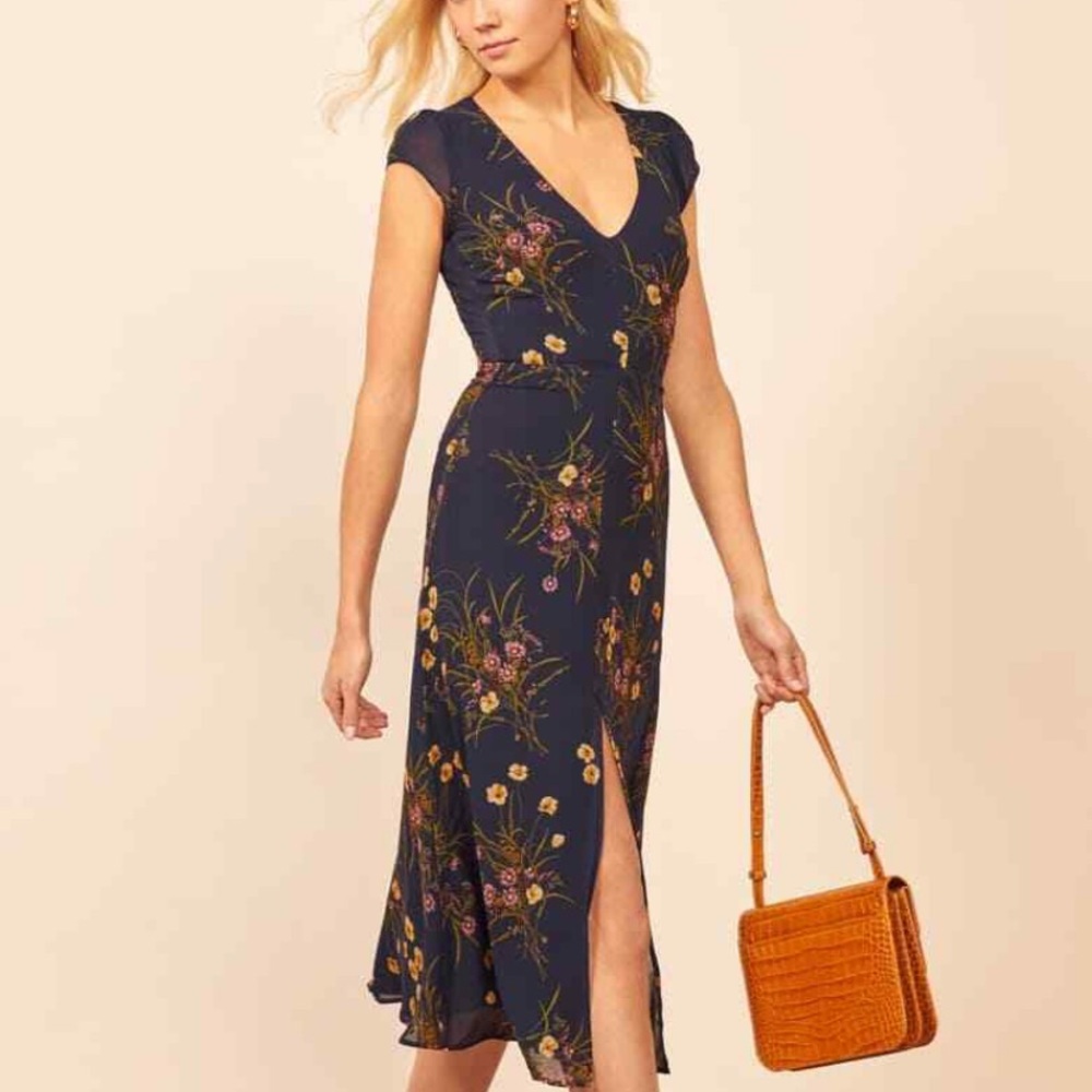 REFORMATION Navy Mademoiselle Floral Print